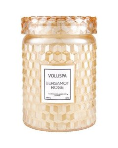 Voluspa Bergamot Rose Embossed Glass Candle