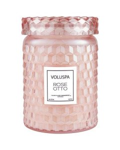 Voluspa Rose Otto Embossed Glass Candle