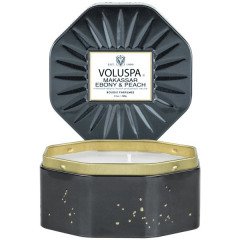 Voluspa Makassar Ebony & Peach Octagon Tin Candle