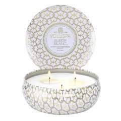 Voluspa Suede Blanc 3 Wick Tin Candle