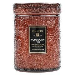 Voluspa Forbidden Fig Embossed Small Glass Candle