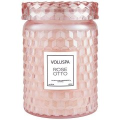 Voluspa Rose Otto Embossed Glass Candle