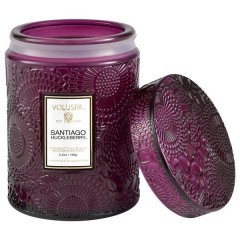 Voluspa Santiago Huckleberry Embossed Small Glass Candle