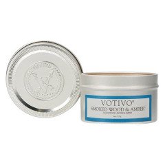 Votivo Smoked Wood & Amber Travel Tin Candle